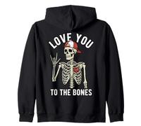 Valentines Day Skeleton Rocker Love You to The Bones Rock on Sweat à Capuche