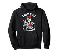 Valentines Day Skeleton Rocker Love You to The Bones Rock on Sweat à Capuche