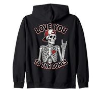 Valentines Day Skeleton Rocker Love You to The Bones Rock on Sweat à Capuche