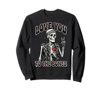 Valentines Day Skeleton Rocker Love You to The Bones Rock on Sweatshirt