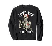 Valentines Day Skeleton Rocker Love You to The Bones Rock on Sweatshirt