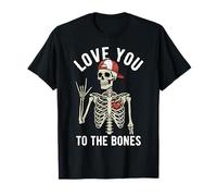 Valentines Day Skeleton Rocker Love You to The Bones Rock on T-Shirt