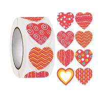 Valentines Day Stickers - Heart Shape Label Roll | Decorative Adhesive Set with Strong Hold Appeal Party Craft Supply for Wedding Birthday Classroom Valentine Celebration Home Workplace