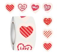 Valentines Day Stickers - Heart Shape Labels Decals, 500 Pieces Decorative Stickers for Wedding Celebration Classroom Birthday Party, Home, or Workplace Use, Heart Sticker for Gift Wrapping