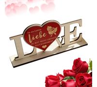 Valentines Day Table Decor Wooden Love | Rustic Wooden Love Ornament, Elegant Desk Sign For Valentines Decorations, Home, Living Room, Kitchen, Apartment, Farmhouse, Holiday, Party, Wedding Table Disp