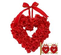 Valentines Day Wreaths, 40cm Artificial Red Rose Love Decor | Valentine Wreaths for Front Door,for Outdoor Patio Wall Window Home Front Door Porch Garden Party Wedding Holiday