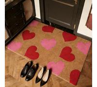 Valentines Door Mat, Valentine's Day Envelope Heart Artificial Coir Door Mat, Red Love Heart Welcome Floor Mats, Non-Slip Entrance Door Rugs for Indoor Outdoor Home Decor (C,19.7 * 31.5in)