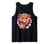 Valentines Lion with Chocolate Hearts Romantic Débardeur