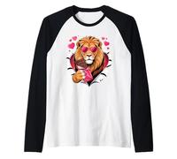 Valentines Lion with Chocolate Hearts Romantic Manche Raglan