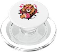 Valentines Lion with Chocolate Hearts Romantic PopSockets PopGrip pour MagSafe