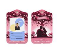 Valentine's-Love Porte-badge d'identification vertical en cuir PU avec cordon pour Ofiice