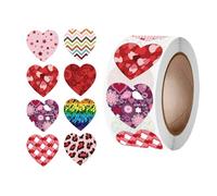 Valentines Stickers-500 Count Heart Shape Seals Roll, Premium Love Labels For Wedding Party, Classroom & Birthday, Glossy Decorative Decals For Workplace Envelopes & Valentine's Day