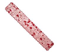 Valentine's Table Runner - Red Lace Heart Decor | Love Heart Valentine Dining Room Table Runner, Indoor Desk Centerpiece For Party, Holiday, Wedding, Themed Banquet, Home, Couples Celebration