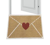 Valentines Tapis d'extérieur - 45 x 75 cm Grand paillasson Coeur d'enveloppe en fibre de coco artificielle Rouge Amour Cœur Paillasson de bienvenue Tapis de sol décoratif pour la porte d'entrée à