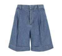 Valentino Garavani - Bermuda en denim avec ourlet jacquard - Homme - Shorts - Bleu - Taille: M