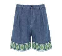 Valentino Garavani - Bermuda en denim avec ourlet jacquard - Homme - Shorts - Bleu - Taille: XL