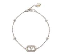 Valentino Garavani - Bijoux Chaîne Argent avec Perle et Cristal - Femme - Accessoires - Gris - Taille: M