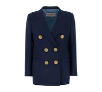 Valentino Garavani - Blazer Diagonal en Laine Vierge Sèche - Femme - Vestes - Bleu - Taille: 36 FR