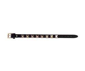 Valentino Garavani Bracelet bracelet en cuir noir et clous d'or GWJ00255