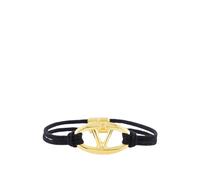 Valentino Garavani - Bracelet en Corde Noire avec Logo Argent - Homme - Accessoires - Noir - Taille: L