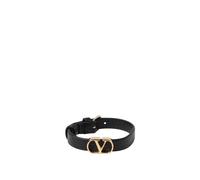 Valentino Garavani - Bracelet en cuir texturé avec boucle métallique - Homme - Accessoires - Noir - Taille: ONE Size