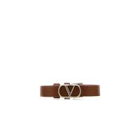 Valentino Garavani - Bracelet Logo en Cuir Boucle Argentée - Homme - Accessoires - Brun - Taille: ONE Size