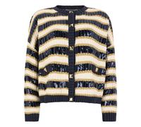 Valentino Garavani - Cardigan à Rayures en Tricot Crème et Bleu Foncé - Femme - Pulls - Multicolore - Taille: 40 FR