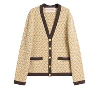 Valentino Garavani - Cardigan Beige en Laine avec Motif Jacquard - Homme - Pulls - Beige - Taille: M