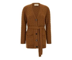 Valentino Garavani - Cardigan en cachemire tressé - Femme - Pulls - Brun - Taille: 40 FR