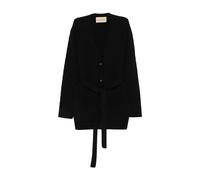 Valentino Garavani - Cardigan en maille torsadée avec ceinture - Femme - Pulls - Noir - Taille: 40 FR
