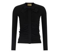 Valentino Garavani - Cardigan en viscose stretch avec maxi - Femme - Blouses et Chemises - Noir - Taille: 42 FR