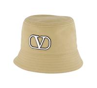 Valentino Garavani - Chapeau Seau Beige en Coton avec Logo V - Homme - Accessoires - Beige - Taille: 57 CM