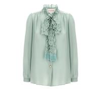 Valentino Garavani - Chemise en crêpe de Chine - Femme - Blouses et Chemises - Vert - Taille: 40 FR