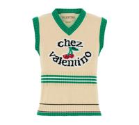 Valentino Garavani - Cotton Knit Vest - Femme - Pulls - Beige - Taille: 40 FR