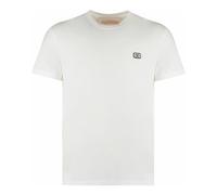 Valentino Garavani - Cotton T-shirt With VLogo Patch - Homme - Tops - Blanc - Taille: L