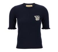 Valentino Garavani - Embroidered Wool Top - Femme - Tops - Bleu - Taille: 40 FR
