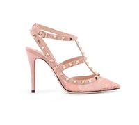 Valentino Garavani - Escarpin Rockstud en dentelle avec brides 100 mm - Femme - Chaussures - Rose - Taille: 36 EU