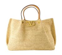 Valentino Garavani, Femme, Sacs, Beige, Taille: ONE Size Medium Raffia V Logo Tote