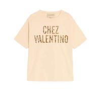 Valentino Garavani, Femme, Tops, Beige, Taille: 38 FR T-shirt en coton brodé