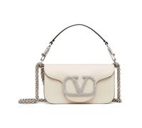 Valentino Garavani - Locò Small Leather Shoulder Bag - Femme - Sacs - Beige - Taille: ONE Size