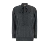 Valentino Garavani - Pull en laine avec décoratif - Femme - Pulls - Gris - Taille: 38 FR