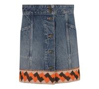 Valentino Garavani - Mini-jupe en denim brodé avec fermeture à boutons - Femme - Jupes - Bleu - Taille: 34 FR