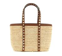 Valentino Garavani - Mini Sac Shopping Rockstud en Raphia - Femme - Sacs - Beige - Taille: ONE Size