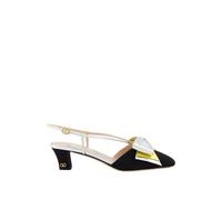 Valentino Garavani - Moiré Fabric Bowow Slingback Escarpins - Femme - Chaussures - Noir - Taille: 38 EU