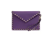 Valentino Garavani - Pochette en cuir cloutée - Femme - Sacs - Violet - Taille: ONE Size