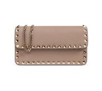 Valentino Garavani - Portefeuille en cuir Rockstud à chaîne - Femme - Accessoires - Beige - Taille: ONE Size