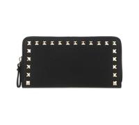 Valentino Garavani - Portefeuille zippé Rockstud en cuir de veau grainé - Femme - Accessoires - Noir - Taille: ONE Size