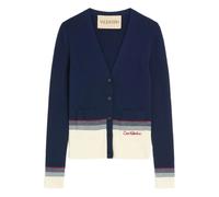 Valentino Garavani - Pull Bleu à Col en V avec Boutons Frontaux - Femme - Pulls - Bleu - Taille: 38 FR