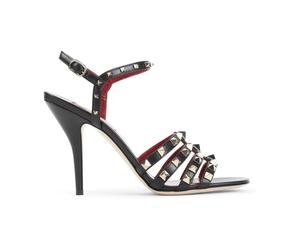 Valentino Garavani - Sandale à talon aiguille Rockstud Caged - Femme - Chaussures - Noir - Taille: 38 EU