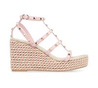 Valentino Garavani - Sandale compensée Rockstud en cuir de veau 95 mm - Femme - Chaussures - Rose - Taille: 41 EU